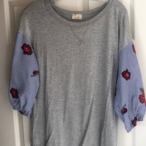 Super cute embroidered sleeve T-Shirt